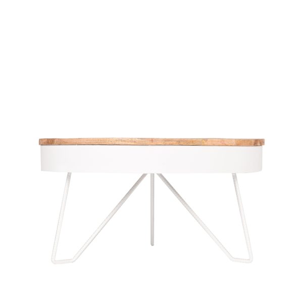 LABEL51 Salontafel Saran - Wit - Mangohout - 80 cm - Afbeelding 2