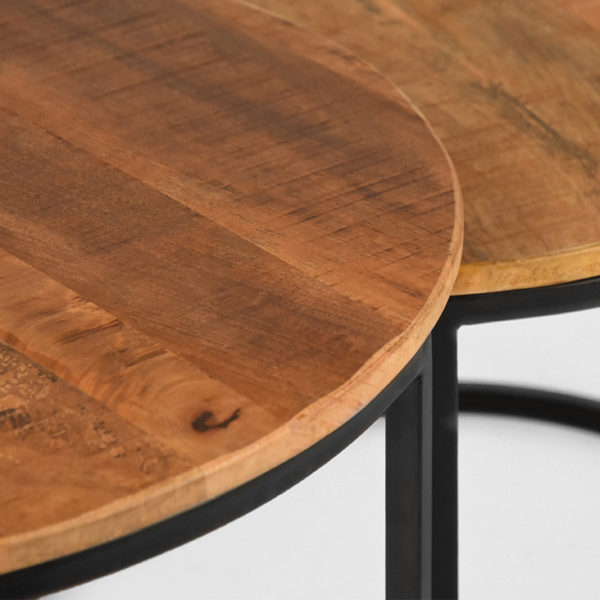 LABEL51 Salontafel Set Double - Rough - Mangohout - 70 cm - Afbeelding 5