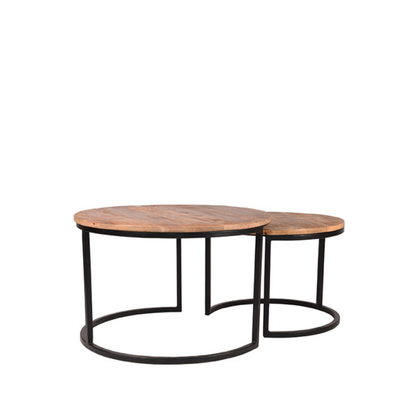 LABEL51 Salontafel Set Double - Rough - Mangohout - 70 cm - Afbeelding 2