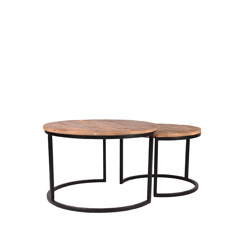 LABEL51 Salontafel Set Double - Rough - Mangohout - 70 cm - Afbeelding 2