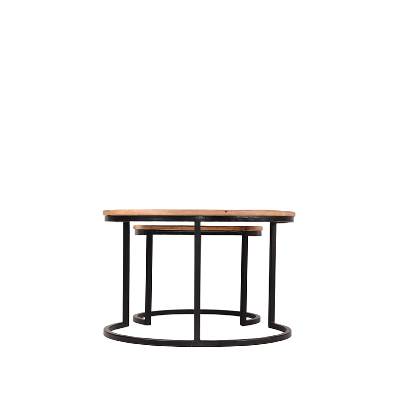 LABEL51 Salontafel Set Double - Rough - Mangohout - 70 cm - Afbeelding 3