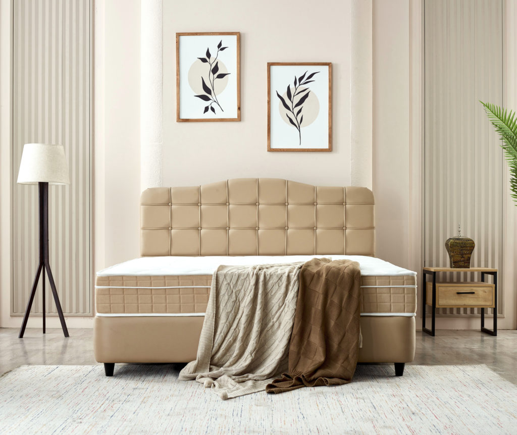 Opbergboxspring Marrakech Kunstleer Beige 160x200
