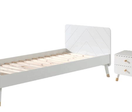 Deze BILLY-combinatie bestaat uit het witte BILLY-bed (90x200cm), het witte nachtkastje en de kaptafel.