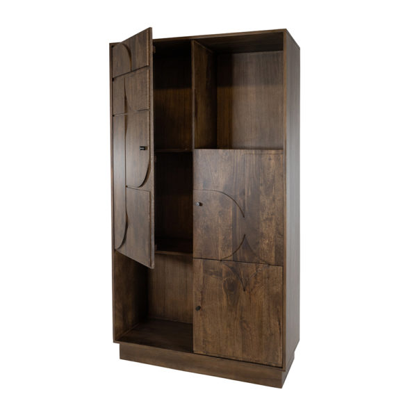 Wandkast 180 met 3 deuren en 2 open vakken, Dark Walnut - Afbeelding 2