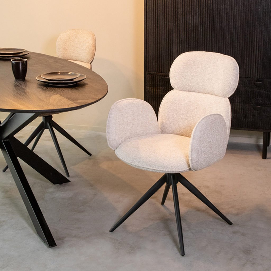 LABEL51 Eetkamerstoel Vidar - Naturel - Boucle - Afbeelding 2