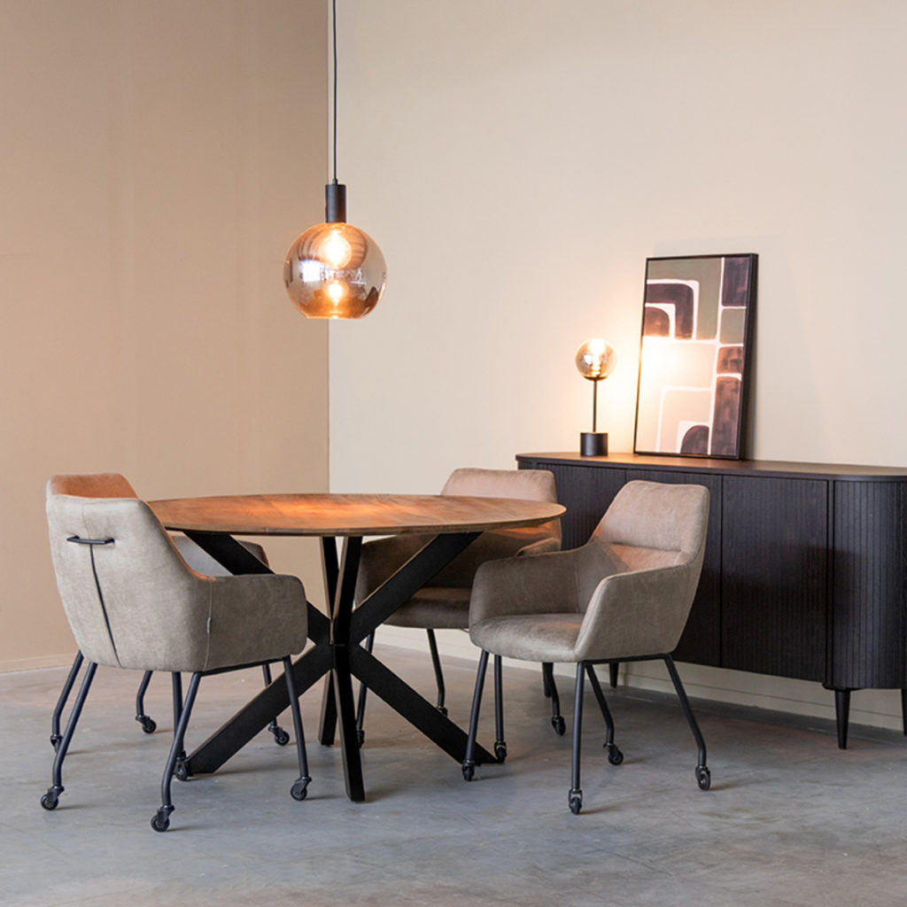 LABEL51 Eetkamertafel Otis - Espresso - Mangohout - 130 cm - Rond - Afbeelding 3