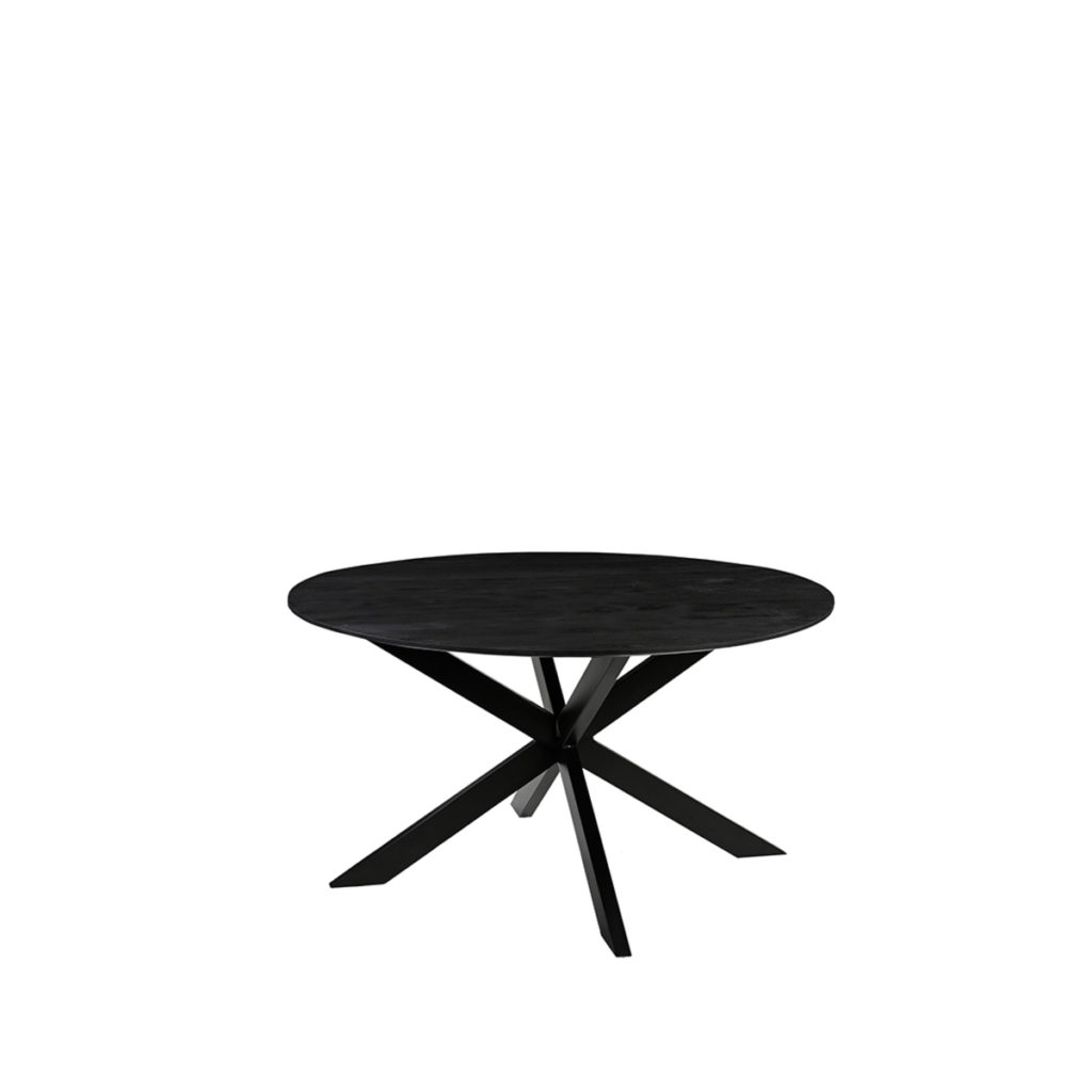 LABEL51 Eetkamertafel Otis - Zwart - Mangohout - 130 cm - Rond - Afbeelding 2