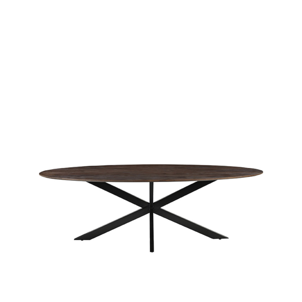 LABEL51 Eetkamertafel James - Espresso - Mangohout - 210 cm - Ovaal - Afbeelding 2