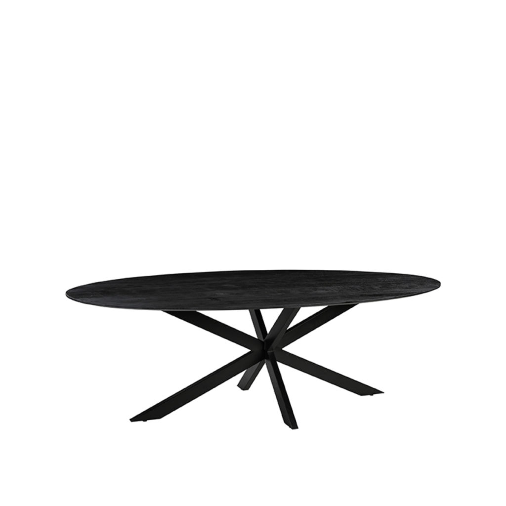 LABEL51 Eetkamertafel James - Zwart - Mangohout - 210 cm - Ovaal - Afbeelding 2