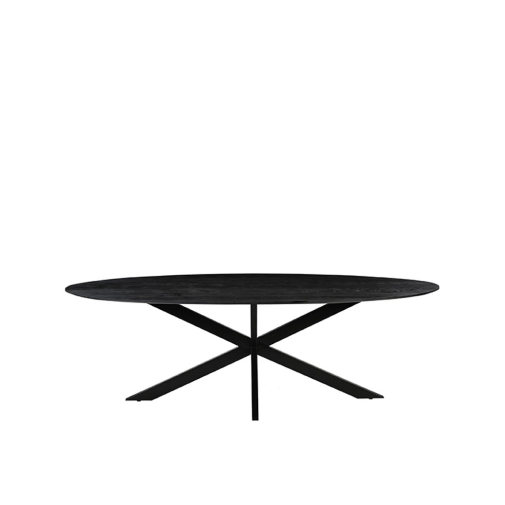 LABEL51 Eetkamertafel James - Zwart - Mangohout - 210 cm - Ovaal - Afbeelding 3