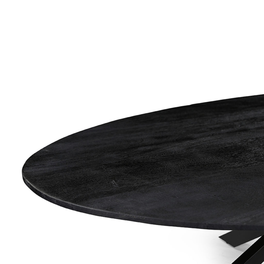 LABEL51 Eetkamertafel James - Zwart - Mangohout - 210 cm - Ovaal - Afbeelding 4
