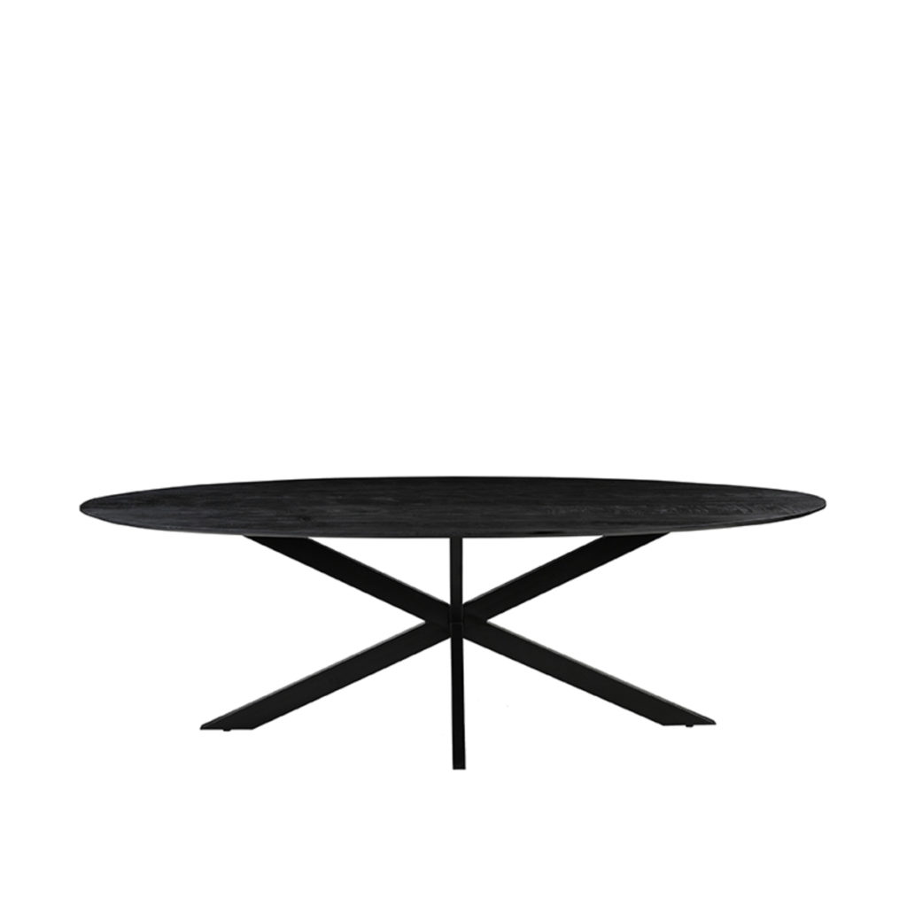 LABEL51 Eetkamertafel James - Zwart - Mangohout - 240 cm - Ovaal - Afbeelding 2