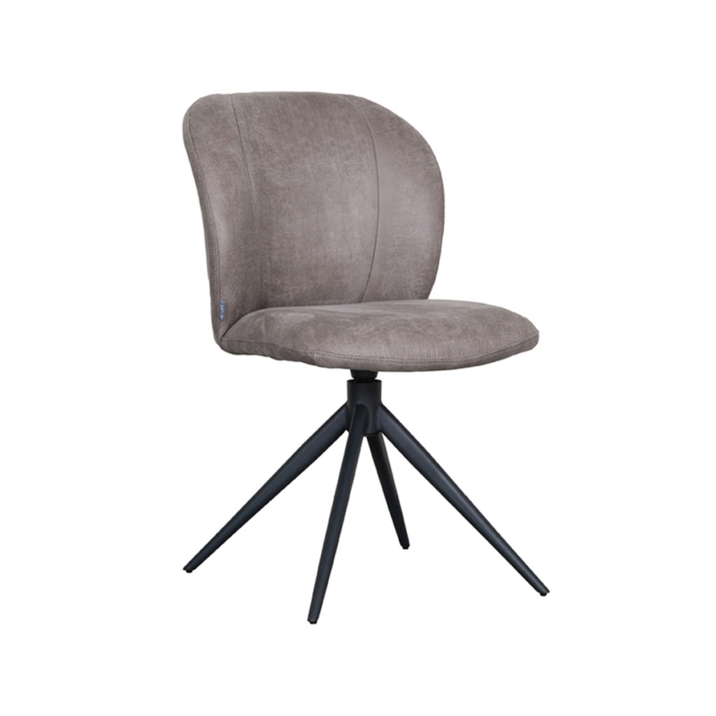 LABEL51 Eetkamerstoel Kimo - Taupe - Micro Suede - Zwart Onderstel - Afbeelding 3