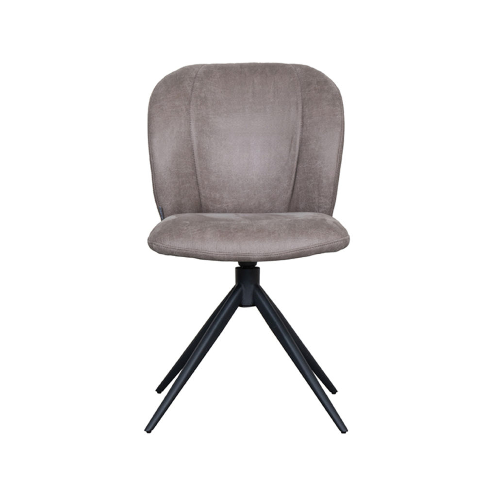 LABEL51 Eetkamerstoel Kimo - Taupe - Micro Suede - Zwart Onderstel - Afbeelding 4