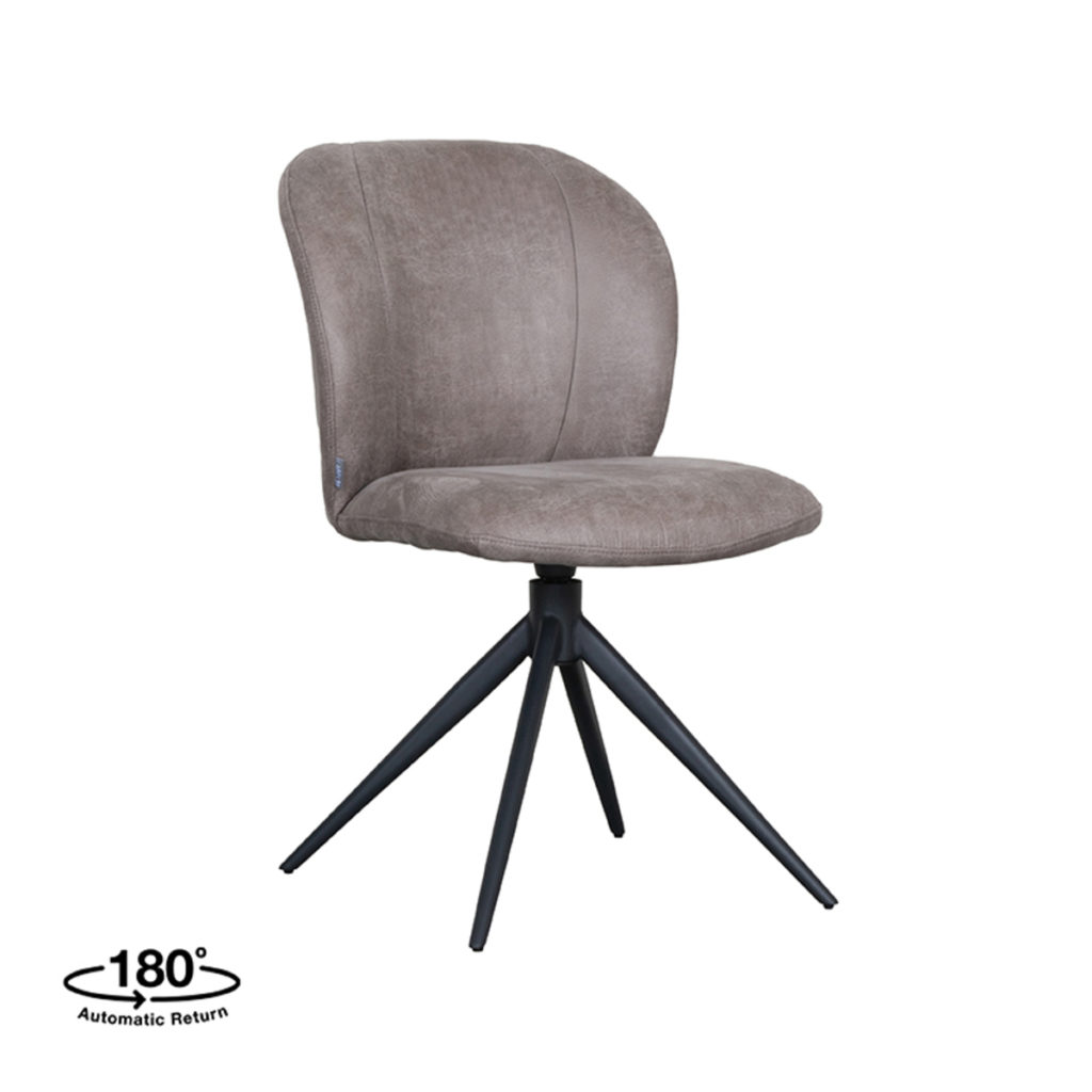 LABEL51 Eetkamerstoel Kimo - Taupe - Micro Suede - Zwart Onderstel - Afbeelding 2