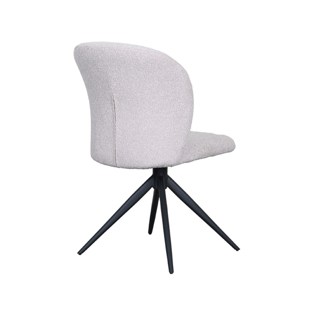 LABEL51 Eetkamerstoel Kimo - Naturel - Boucle - Zwart Onderstel - Afbeelding 5