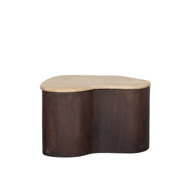 LABEL51 Salontafel Davi - Espresso - Travertin - 50 cm - Afbeelding 2