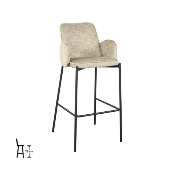 LABEL51 Barkruk Joni - Beige - Elegance - Zithoogte 78 - Afbeelding 2