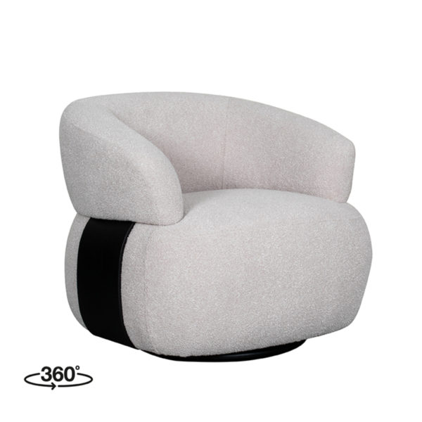 LABEL51 Fauteuil Valenza - Naturel - Boucle - Zwart Eiken - Afbeelding 2
