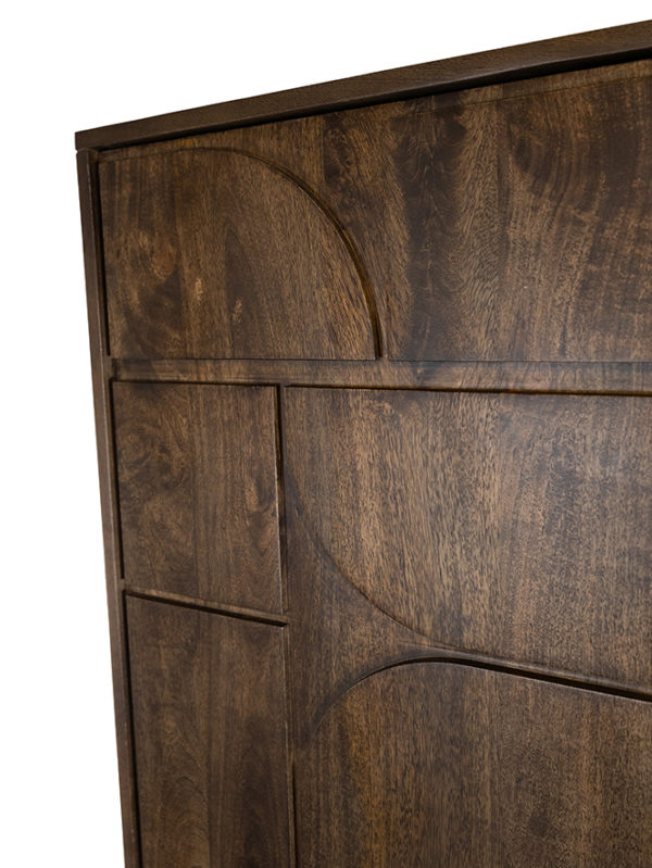 Wandkast 180 met 3 deuren en 2 open vakken, Dark Walnut - Afbeelding 4