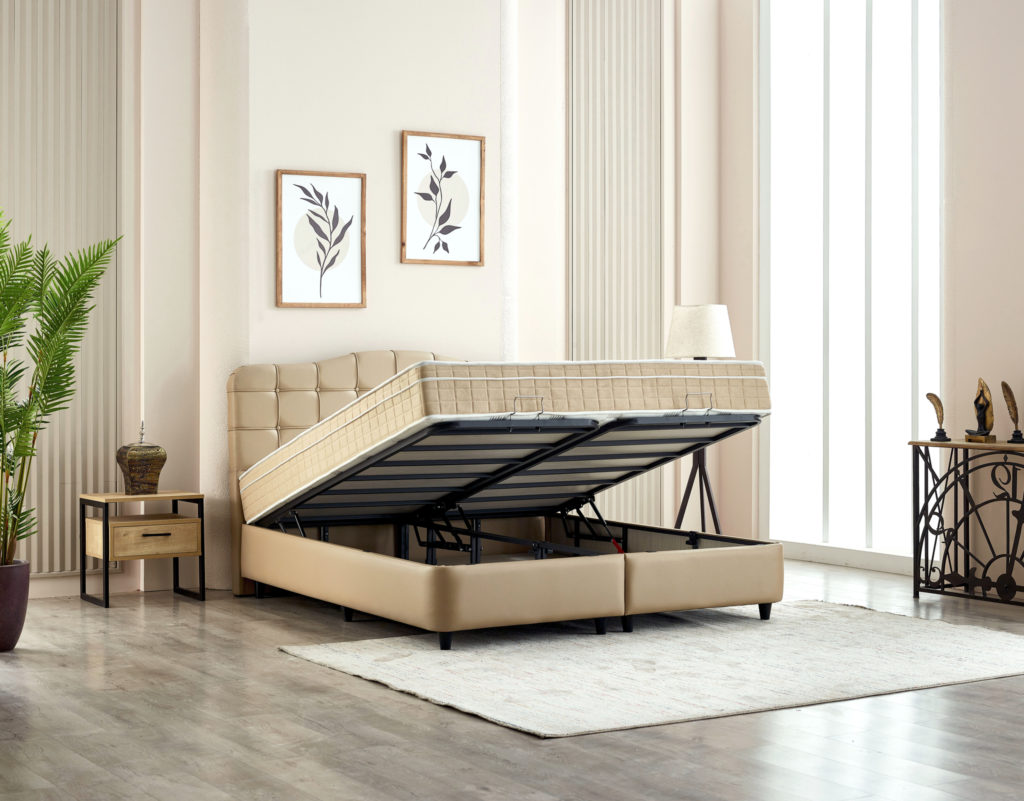 Opbergboxspring Marrakech Kunstleer Beige 180x200 - Afbeelding 4