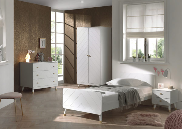 Deze BILLY-combinatie bestaat uit het witte BILLY-bed (90x200cm), het witte nachtkastje, de 2-deurs kleerkast en de commode. - Afbeelding 7