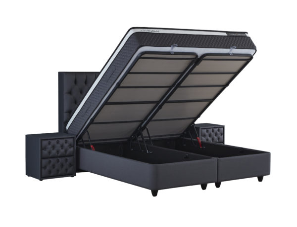 Opbergboxspring Chestybedd Antraciet 140x200 - Afbeelding 9
