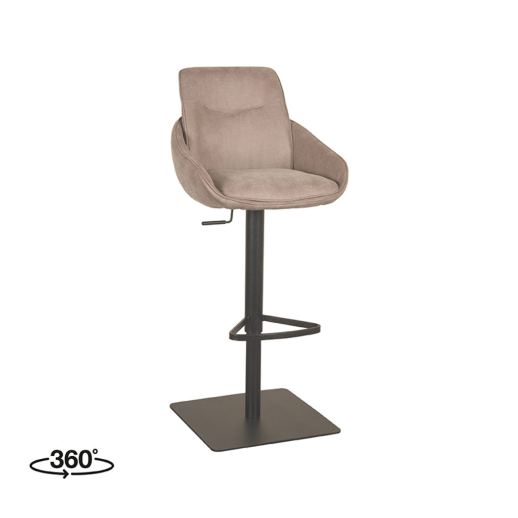 LABEL51 Barkruk Beauty - Taupe - Micro Suede - Gaslift - Afbeelding 2