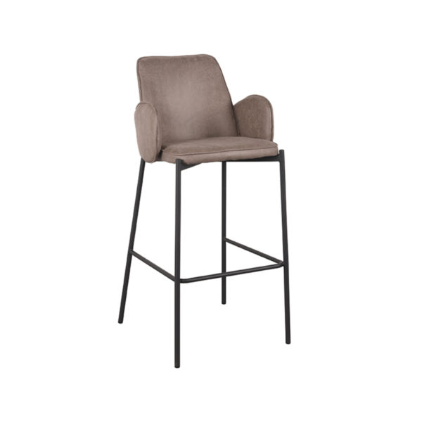 LABEL51 Barkruk Joni - Taupe - Microfiber - Zithoogte 78 - Afbeelding 2