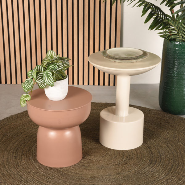 LABEL51 Bijzettafel Rif - Beige - Metaal - 40 cm - Afbeelding 3
