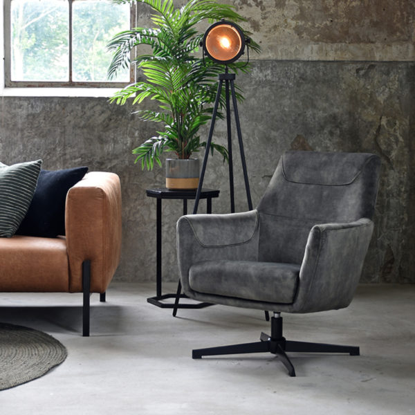 LABEL51 Fauteuil Toby - Antraciet - Velours - Afbeelding 5