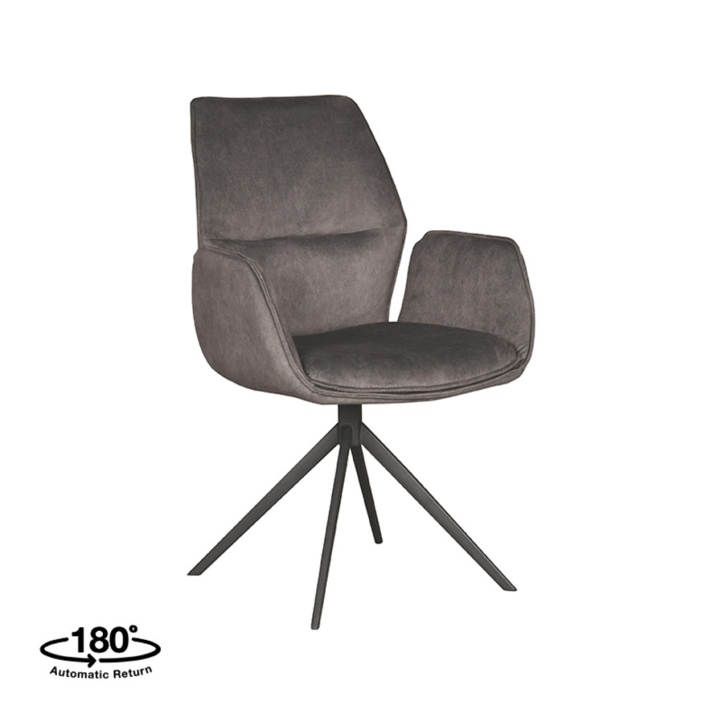 LABEL51 Eetkamerstoel Mellow - Antraciet - Cosmo - Zwart Onderstel - Afbeelding 2