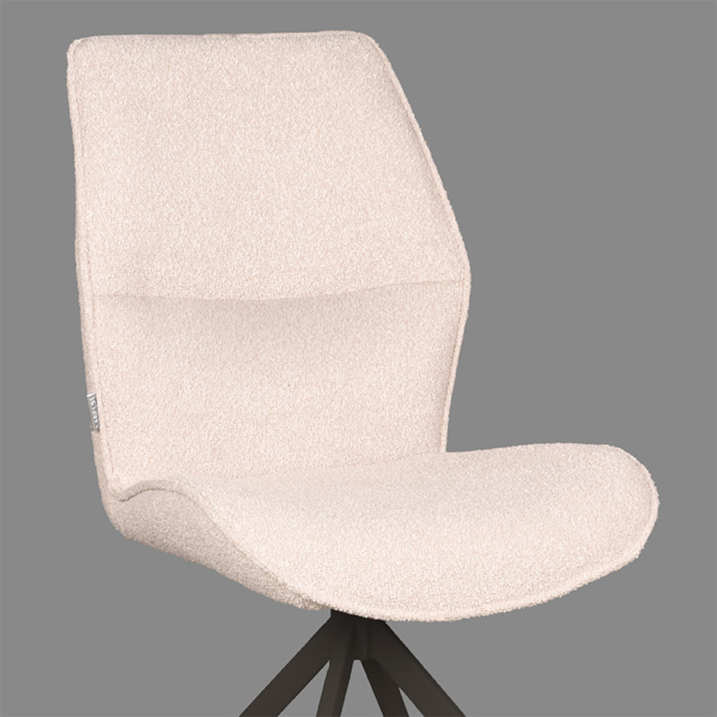 LABEL51 Eetkamerstoel Comfy - Naturel - Boucle - Zwart Onderstel - Afbeelding 5