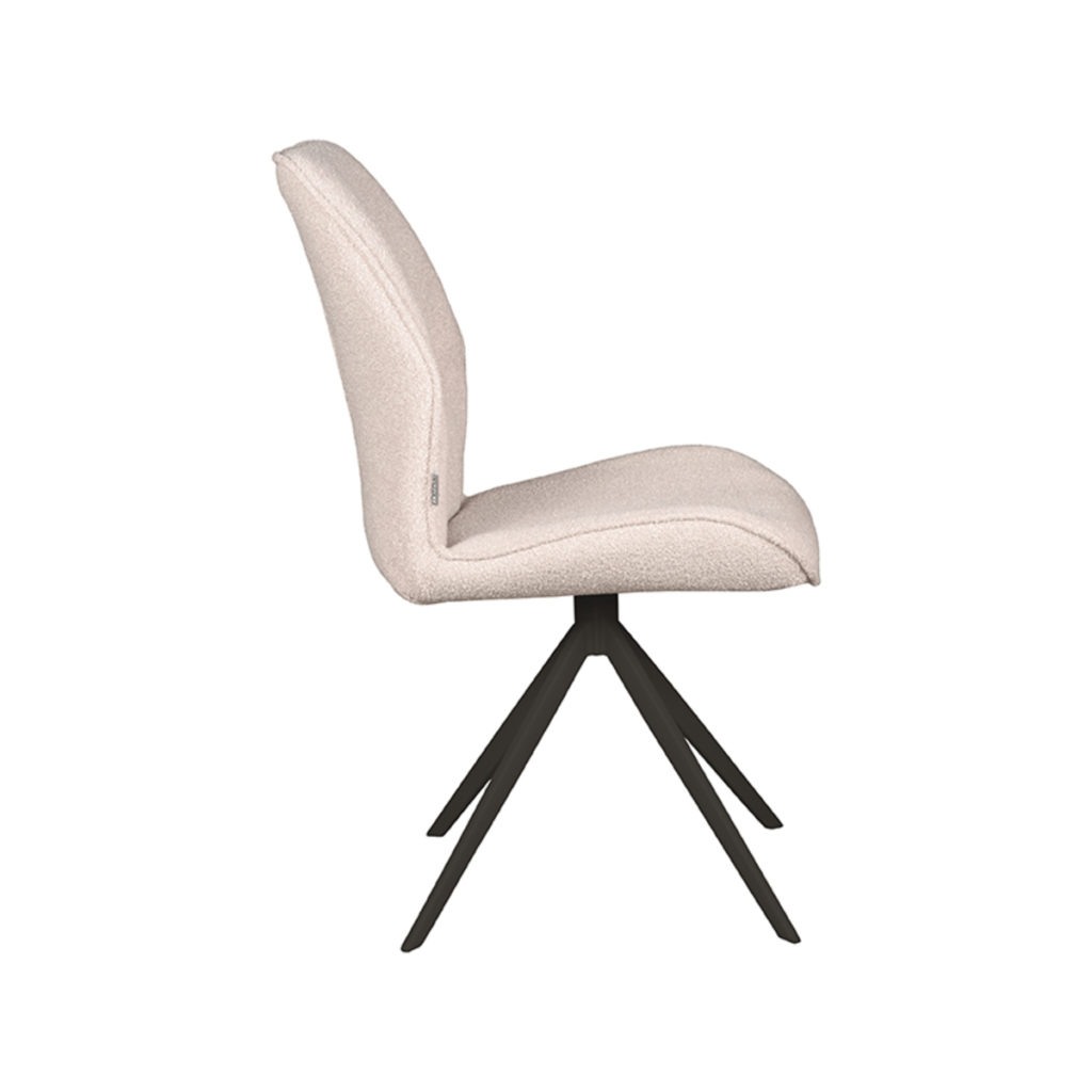 LABEL51 Eetkamerstoel Comfy - Naturel - Boucle - Zwart Onderstel - Afbeelding 3
