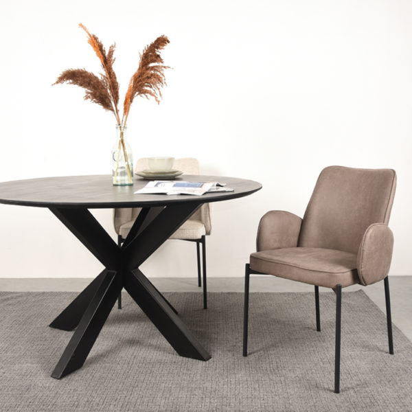 LABEL51 Eetkamerstoel Joni - Taupe - Microfiber - Afbeelding 6