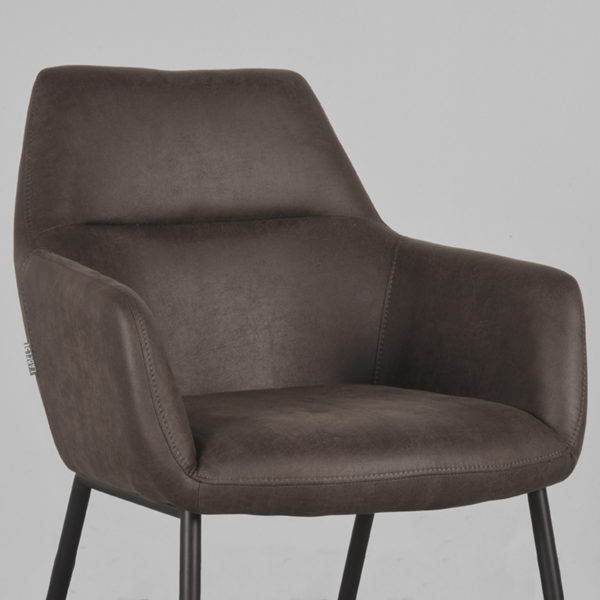 LABEL51 Eetkamerstoel Lenny - Antraciet - Microfiber - Afbeelding 5