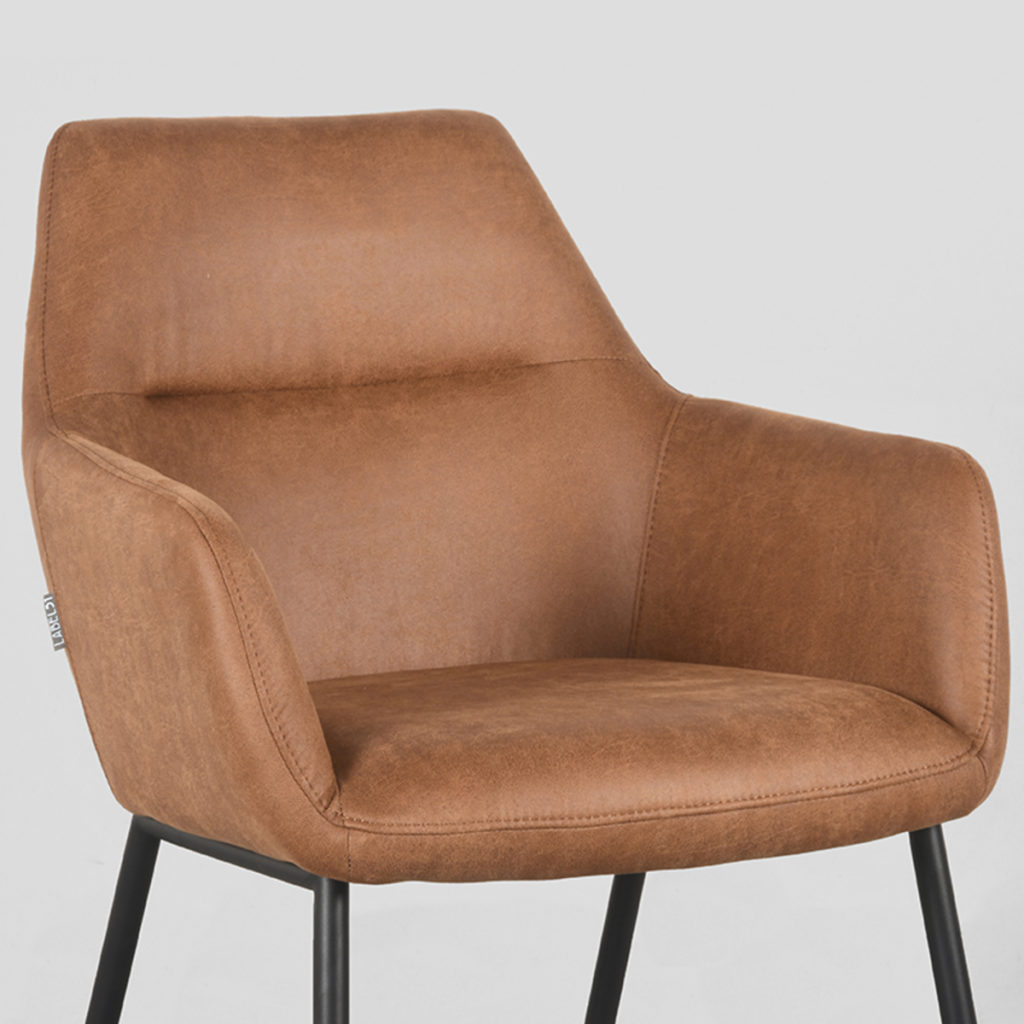 LABEL51 Eetkamerstoel Lenny - Cognac - Microfiber - Afbeelding 5