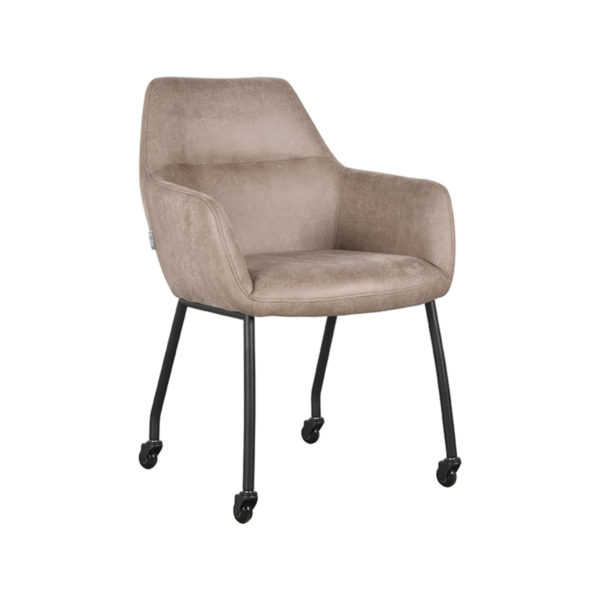 LABEL51 Eetkamerstoel Lenny - Taupe - Microfiber - Afbeelding 4