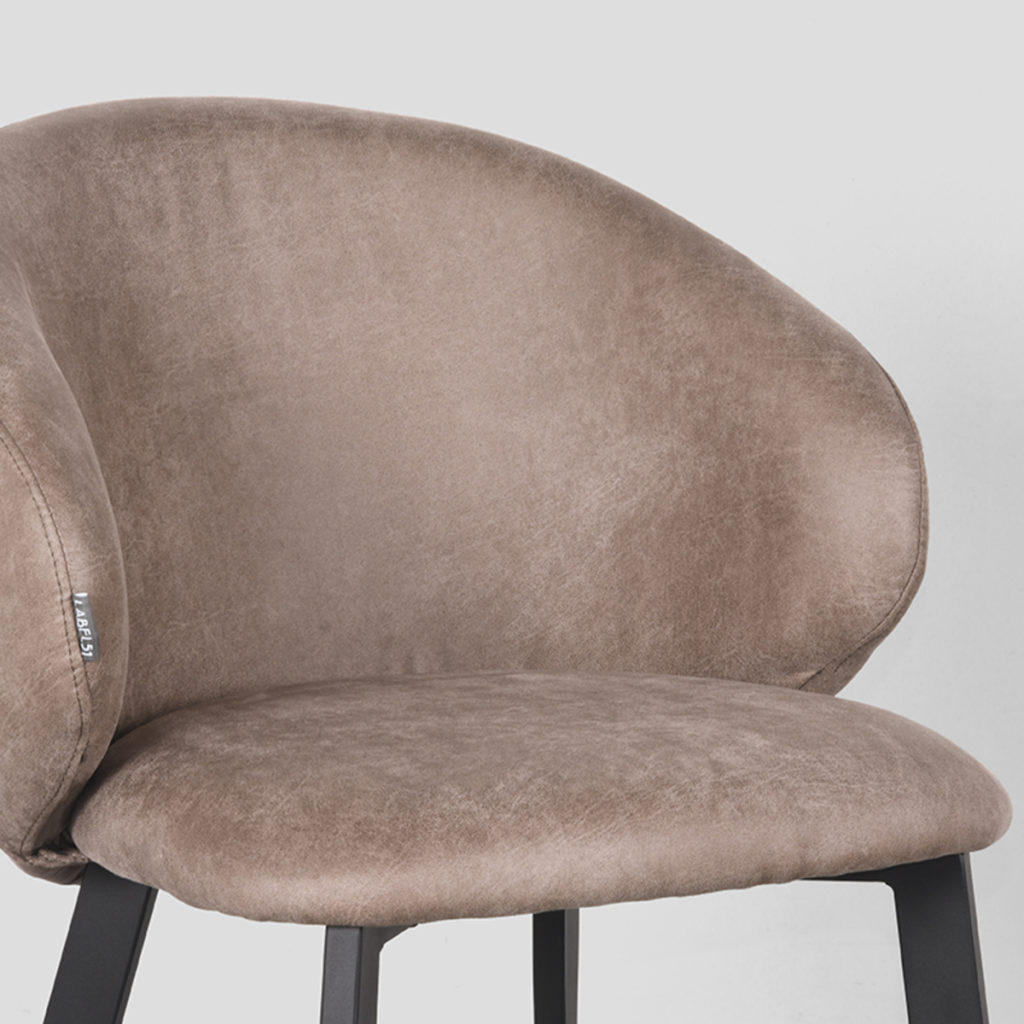 LABEL51 Eetkamerstoel Logan - Taupe - Microfiber - Afbeelding 3