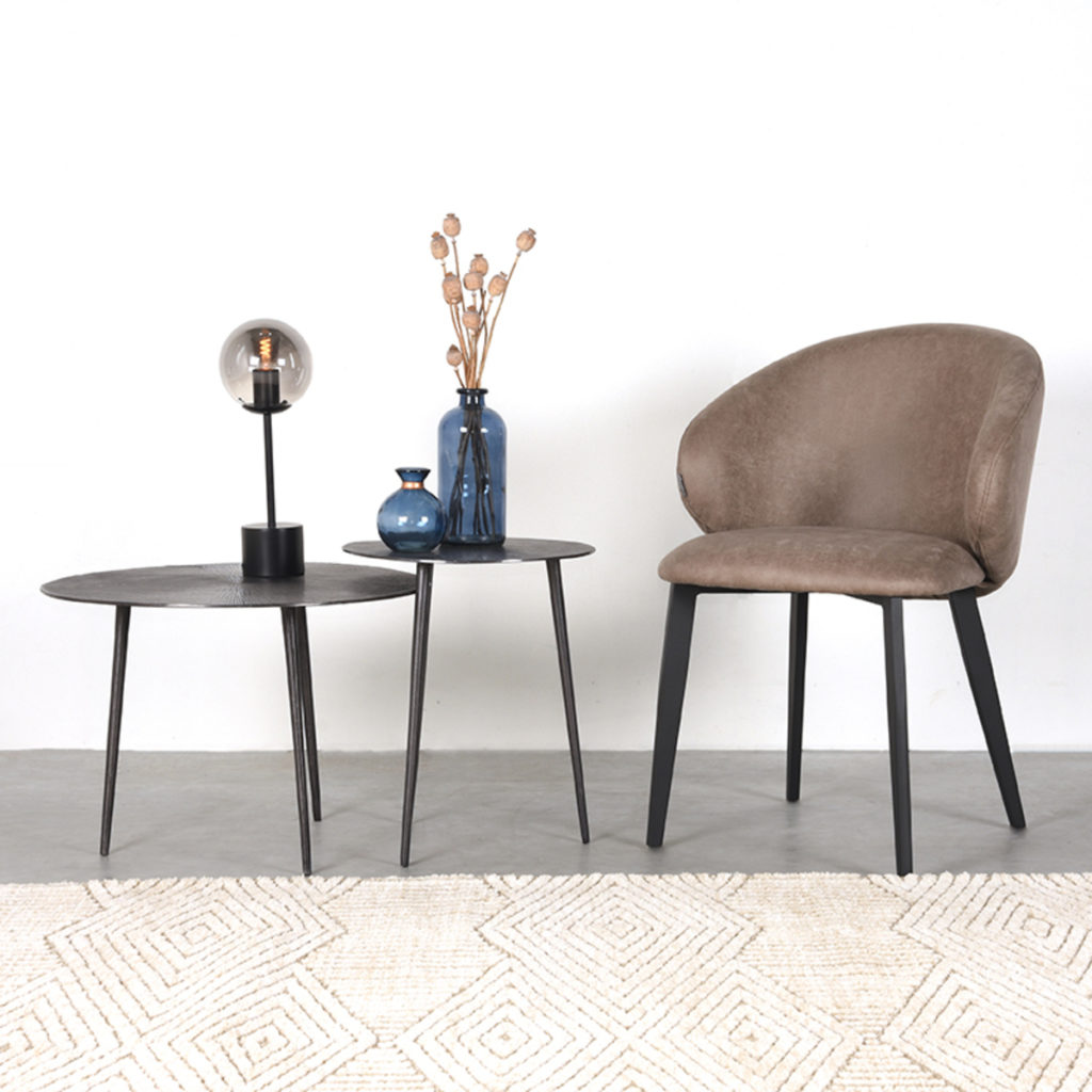 LABEL51 Eetkamerstoel Logan - Taupe - Microfiber - Afbeelding 5