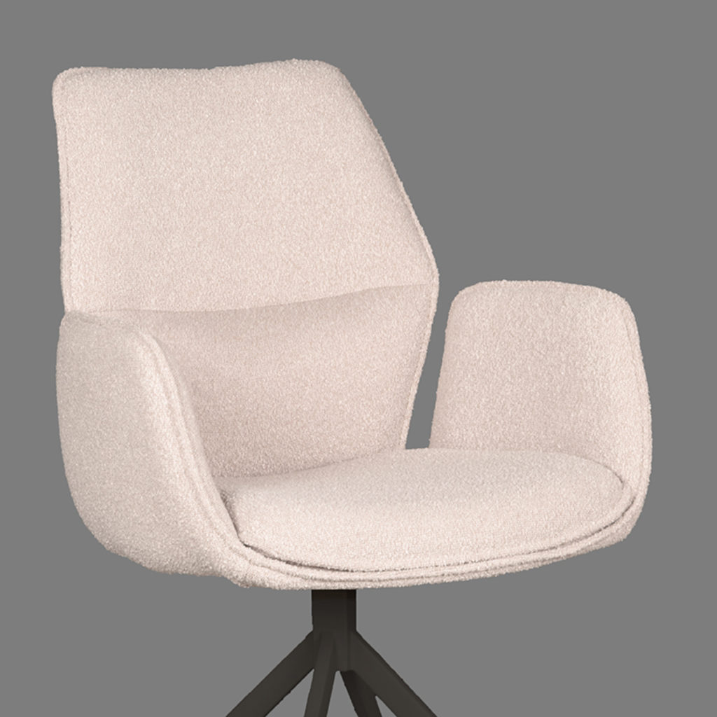 LABEL51 Eetkamerstoel Mellow - Naturel - Boucle - Zwart Onderstel - Afbeelding 6