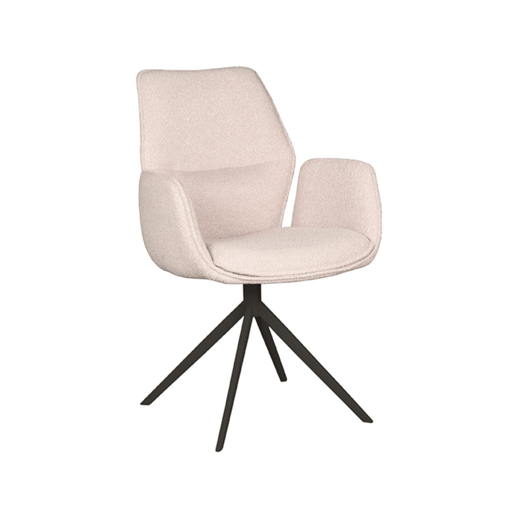 LABEL51 Eetkamerstoel Mellow - Naturel - Boucle - Zwart Onderstel - Afbeelding 2