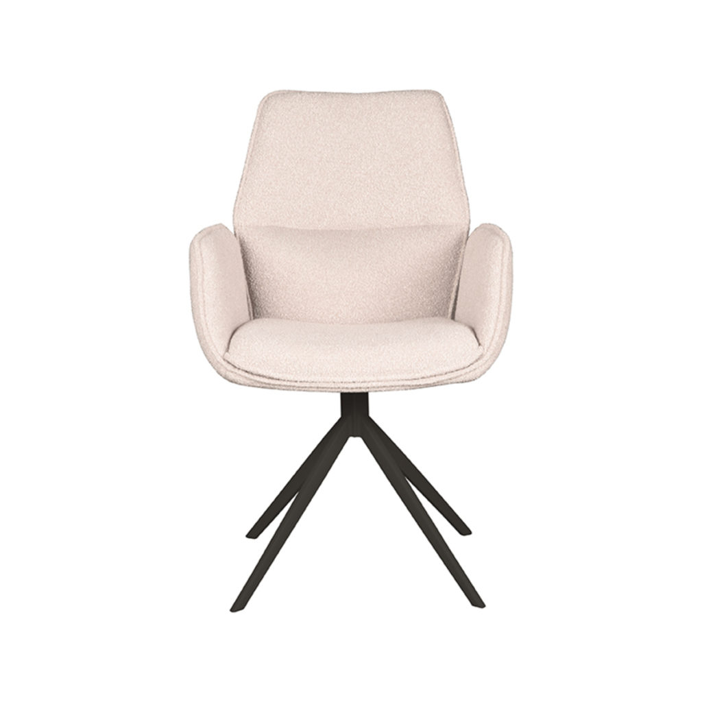 LABEL51 Eetkamerstoel Mellow - Naturel - Boucle - Zwart Onderstel - Afbeelding 3