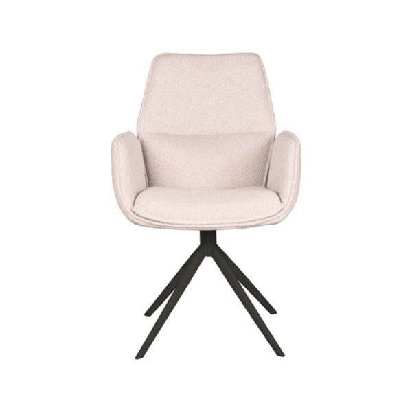 LABEL51 Eetkamerstoel Mellow - Naturel - Boucle - Zwart Onderstel - Afbeelding 3