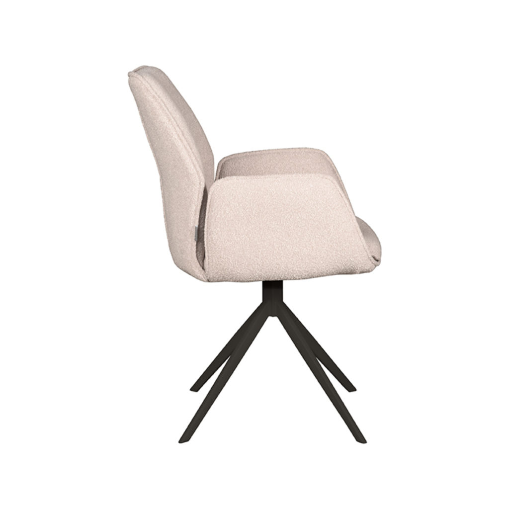 LABEL51 Eetkamerstoel Mellow - Naturel - Boucle - Zwart Onderstel - Afbeelding 4