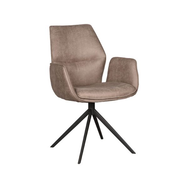 LABEL51 Eetkamerstoel Mellow - Taupe - Micro Suede - Zwart Onderstel - Afbeelding 3
