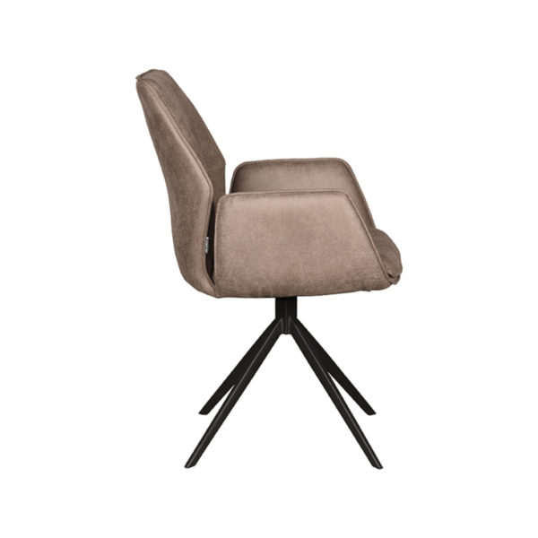 LABEL51 Eetkamerstoel Mellow - Taupe - Micro Suede - Zwart Onderstel - Afbeelding 5