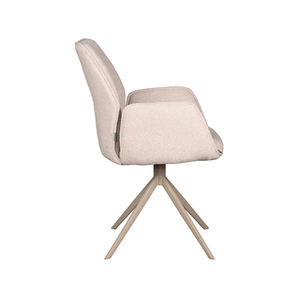 LABEL51 Eetkamerstoel Mellow - Naturel - Boucle - Taupe Onderstel - Afbeelding 4