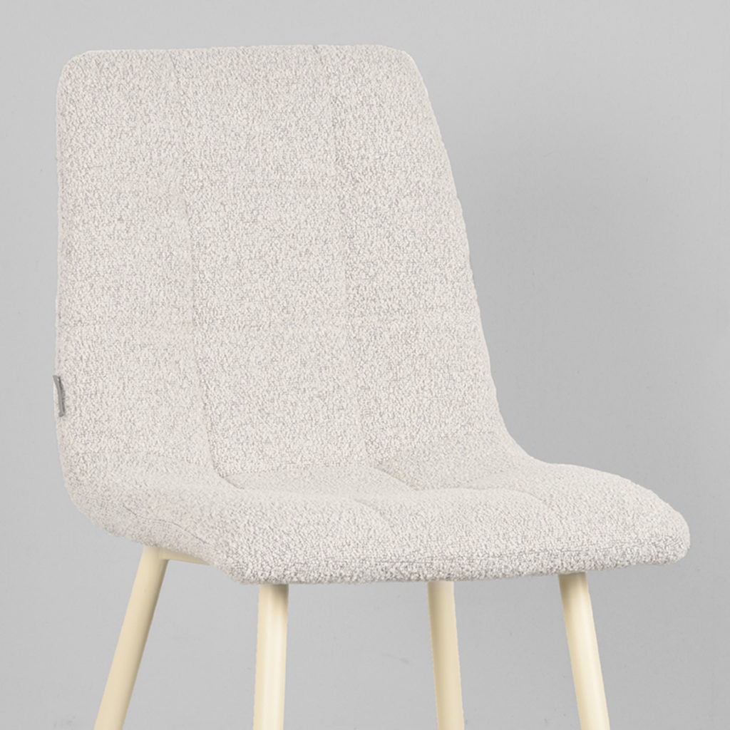 LABEL51 Eetkamerstoel Nino - Wit - Boucle - Afbeelding 5