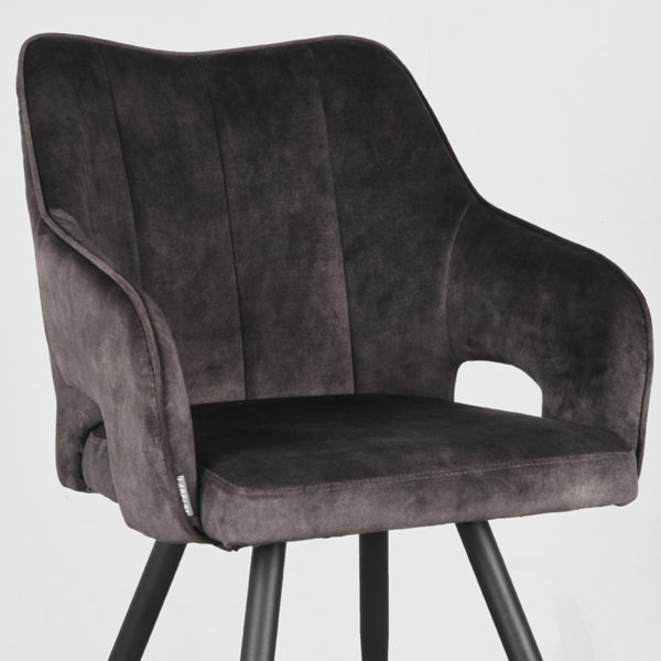 LABEL51 Eetkamerstoel Noud - Antraciet - Velours - Afbeelding 5